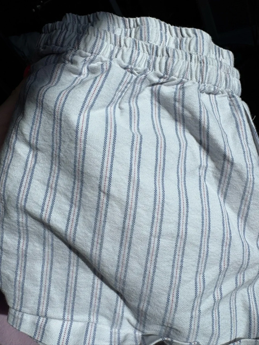 Brandy Melville White and Blue Striped Linen Shorts - Picture 3 of 3